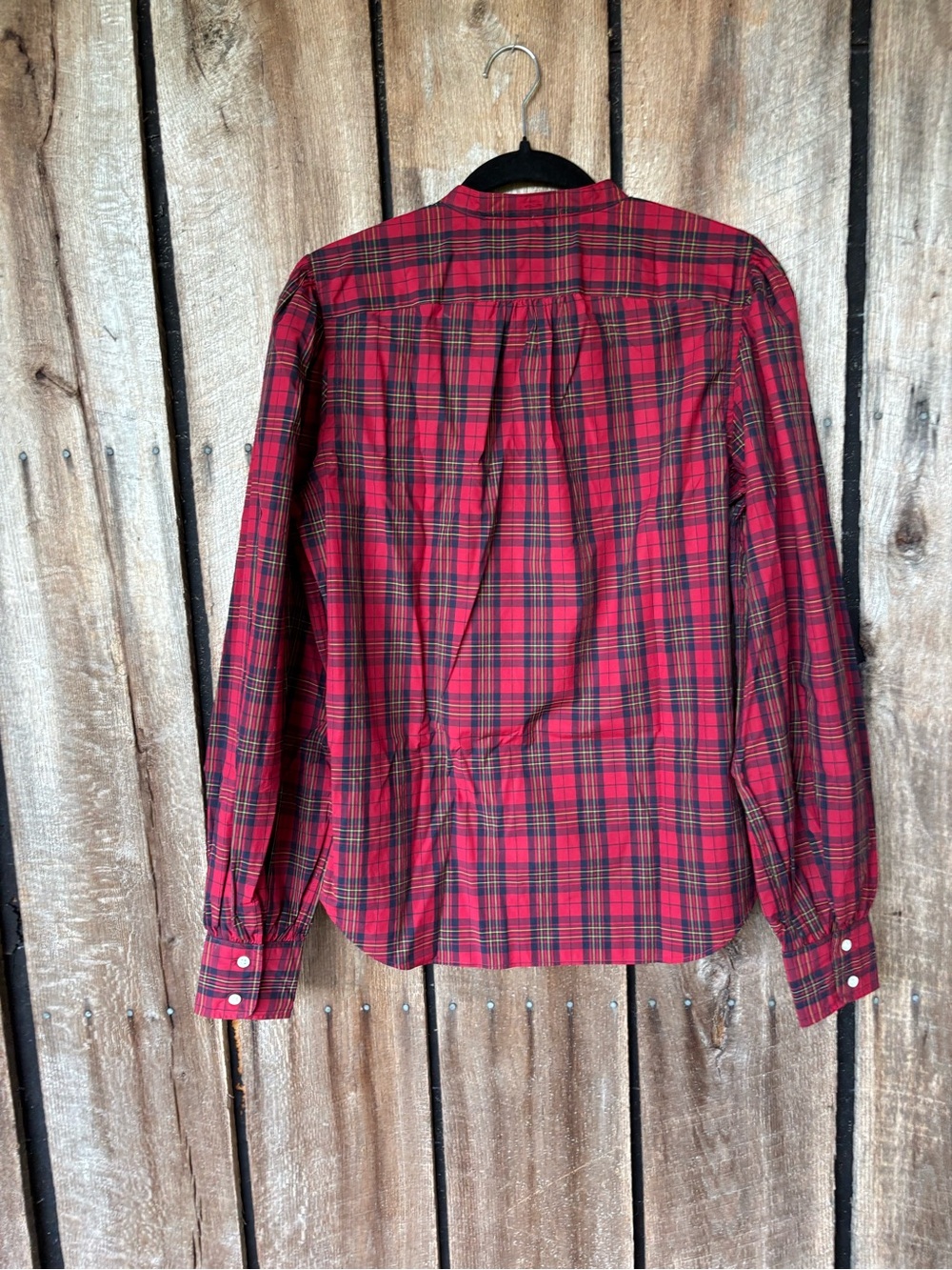 Polo Ralph Lauren Women’s 8 Tartan Plaid Puff Sleeve Button Shirt Red Cotton - Picture 3 of 8